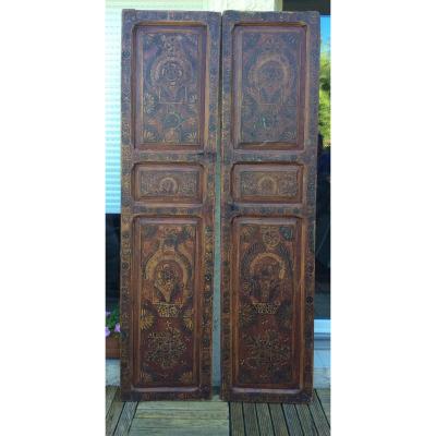 Pair Of Painted Doors Moroccan