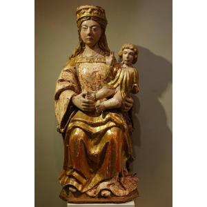 Large Virgin Enthroned With Child, Spain, Circa 1500