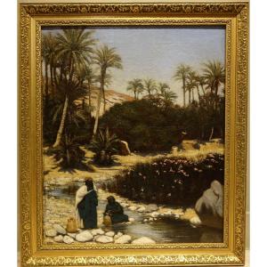 Two Bedouin Women On The Edge Of A Wadi, Emmanuel Jadin, 1843-1922