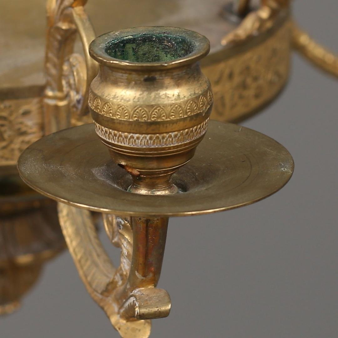 Lustre Empire En Laiton Du Début Du 19e Siècle Pour Quatre Bougies-photo-1