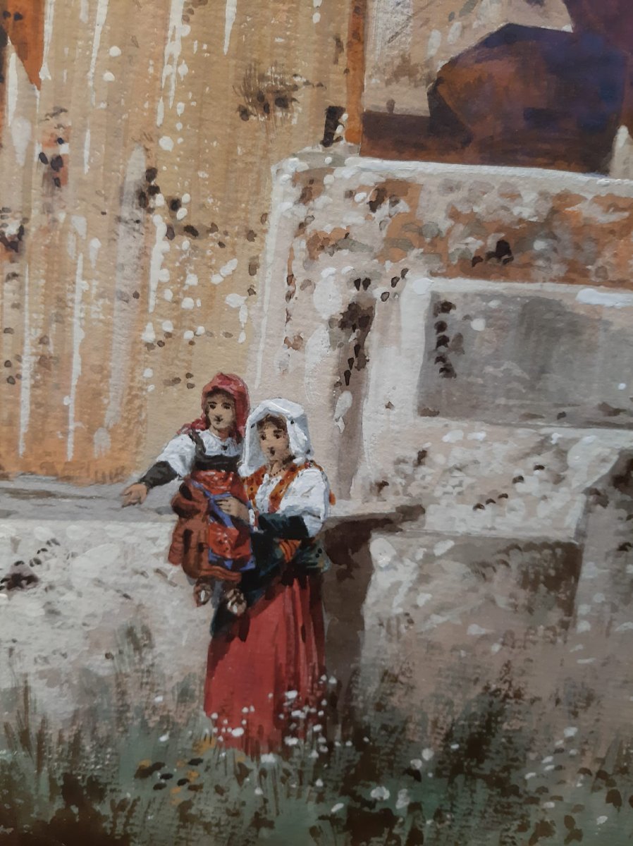 Mother And Daughter Before The Temple Of Neptune At Paestum, Friedrich Perlberg -photo-2