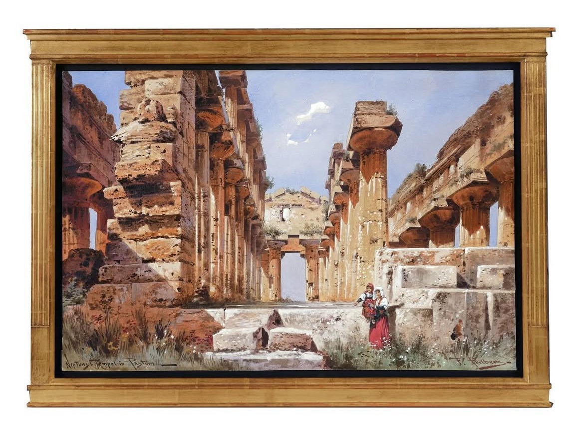 Mother And Daughter Before The Temple Of Neptune At Paestum, Friedrich Perlberg 