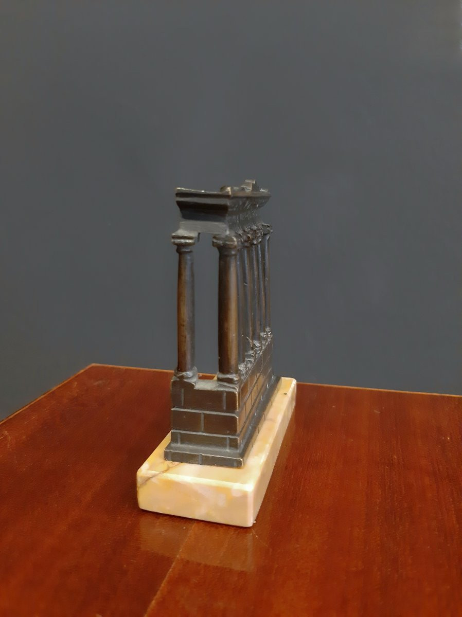 Temple Of Saturn, Bronze With Marble Base, Grand Tour-photo-4