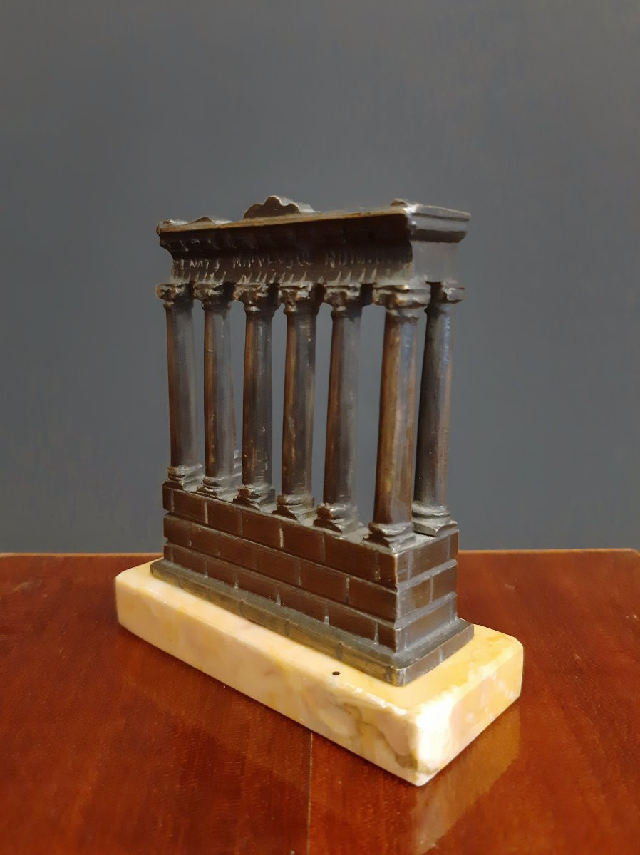 Temple Of Saturn, Bronze With Marble Base, Grand Tour-photo-2