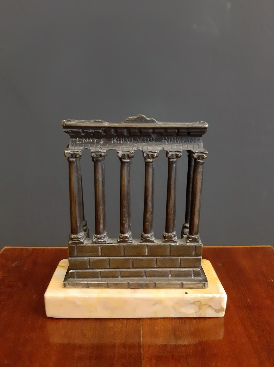 Temple Of Saturn, Bronze With Marble Base, Grand Tour