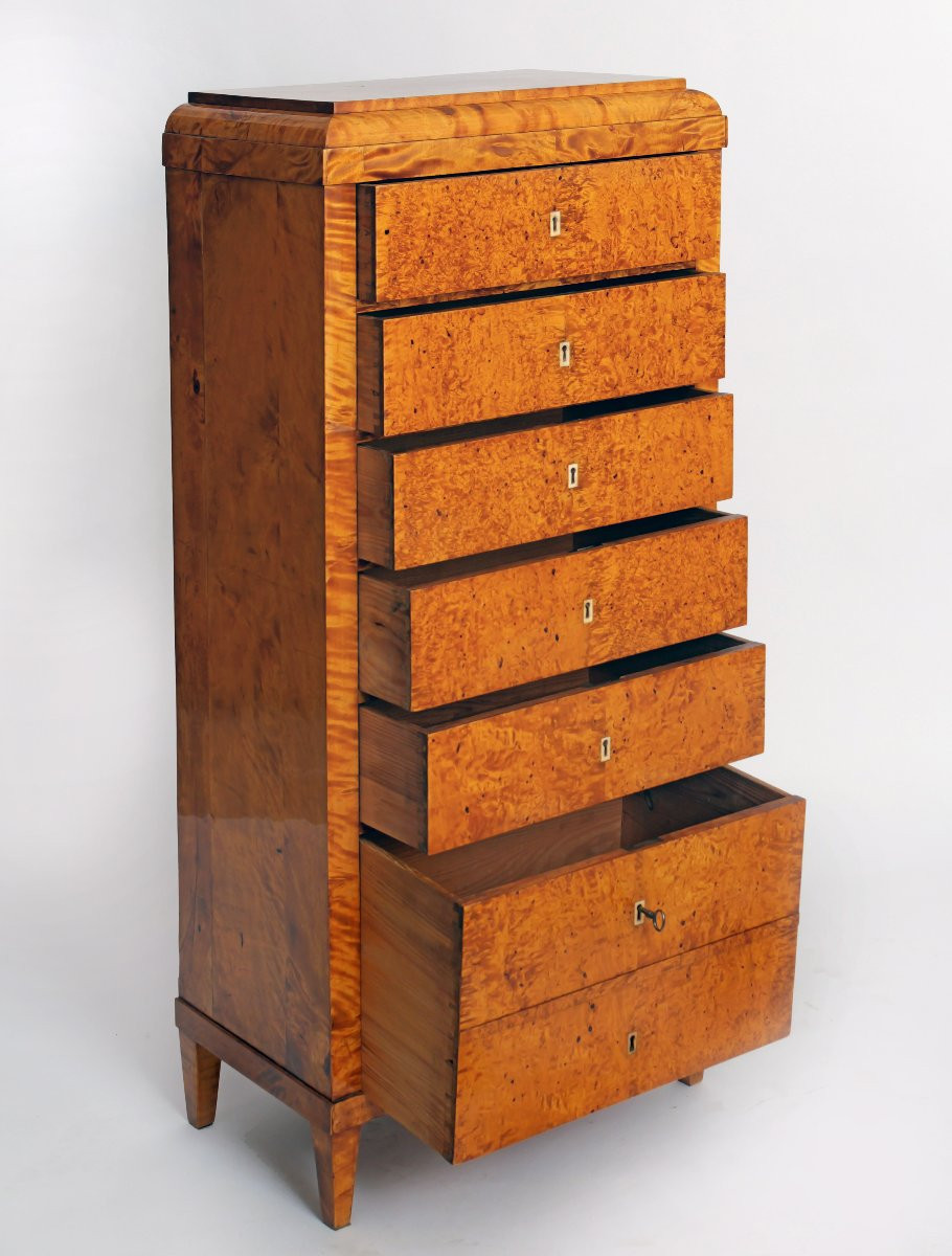 Chest Of Drawers With Six Drawers, Birch And Karelian Birch, 1810-photo-4
