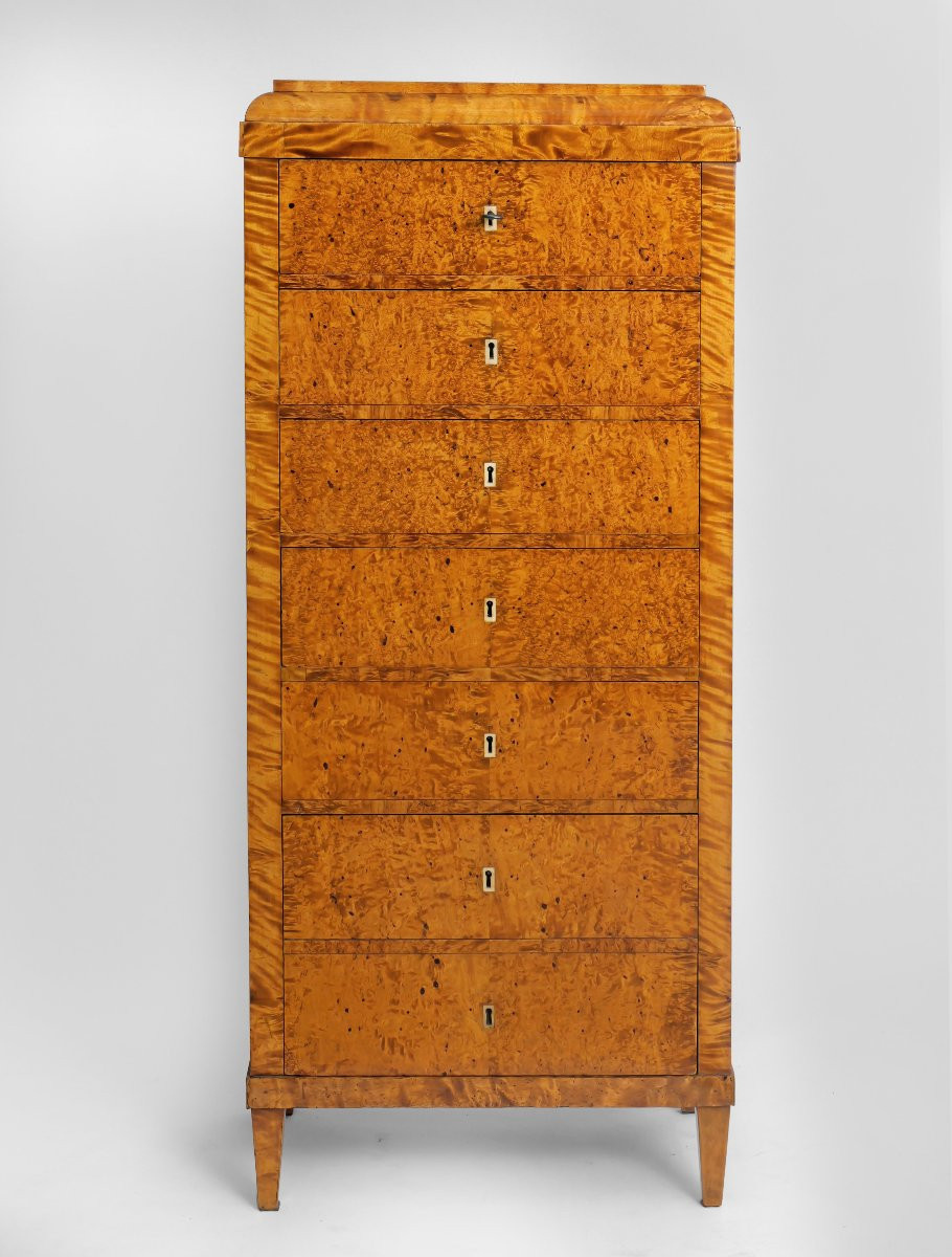 Chest Of Drawers With Six Drawers, Birch And Karelian Birch, 1810-photo-4