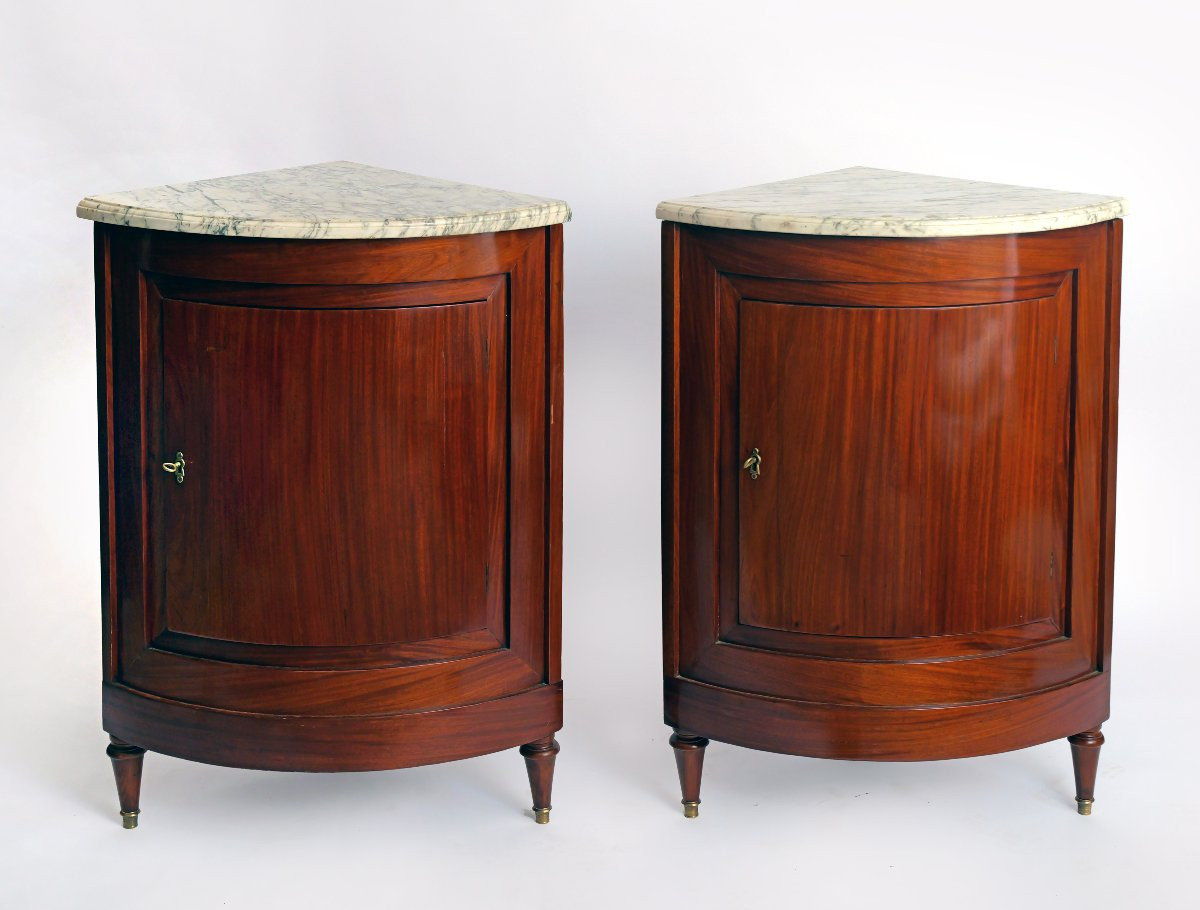 Pair Of Corner Cabinets With Marble Tops-photo-6