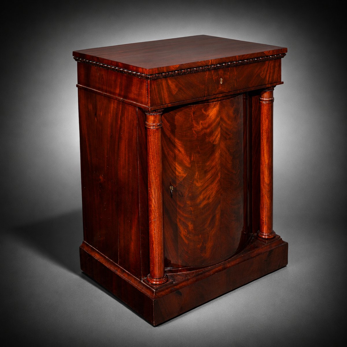 Pair Of Pillar Cabinets, Curved Door With Flanking Columns And Head Drawer, 1810-photo-4