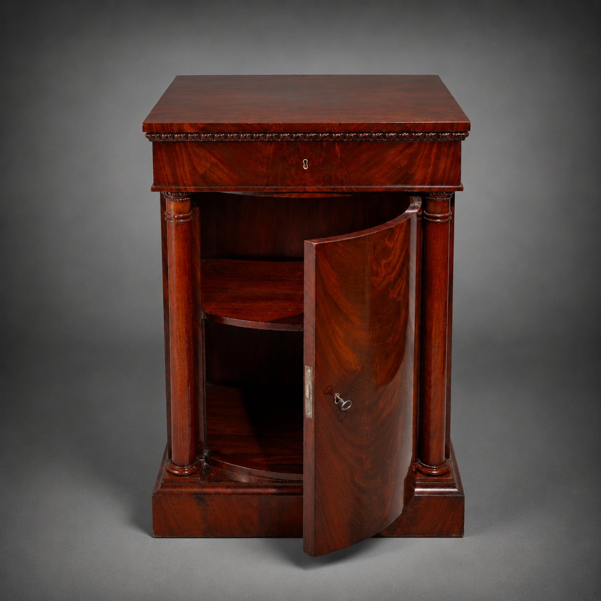 Pair Of Pillar Cabinets, Curved Door With Flanking Columns And Head Drawer, 1810-photo-2