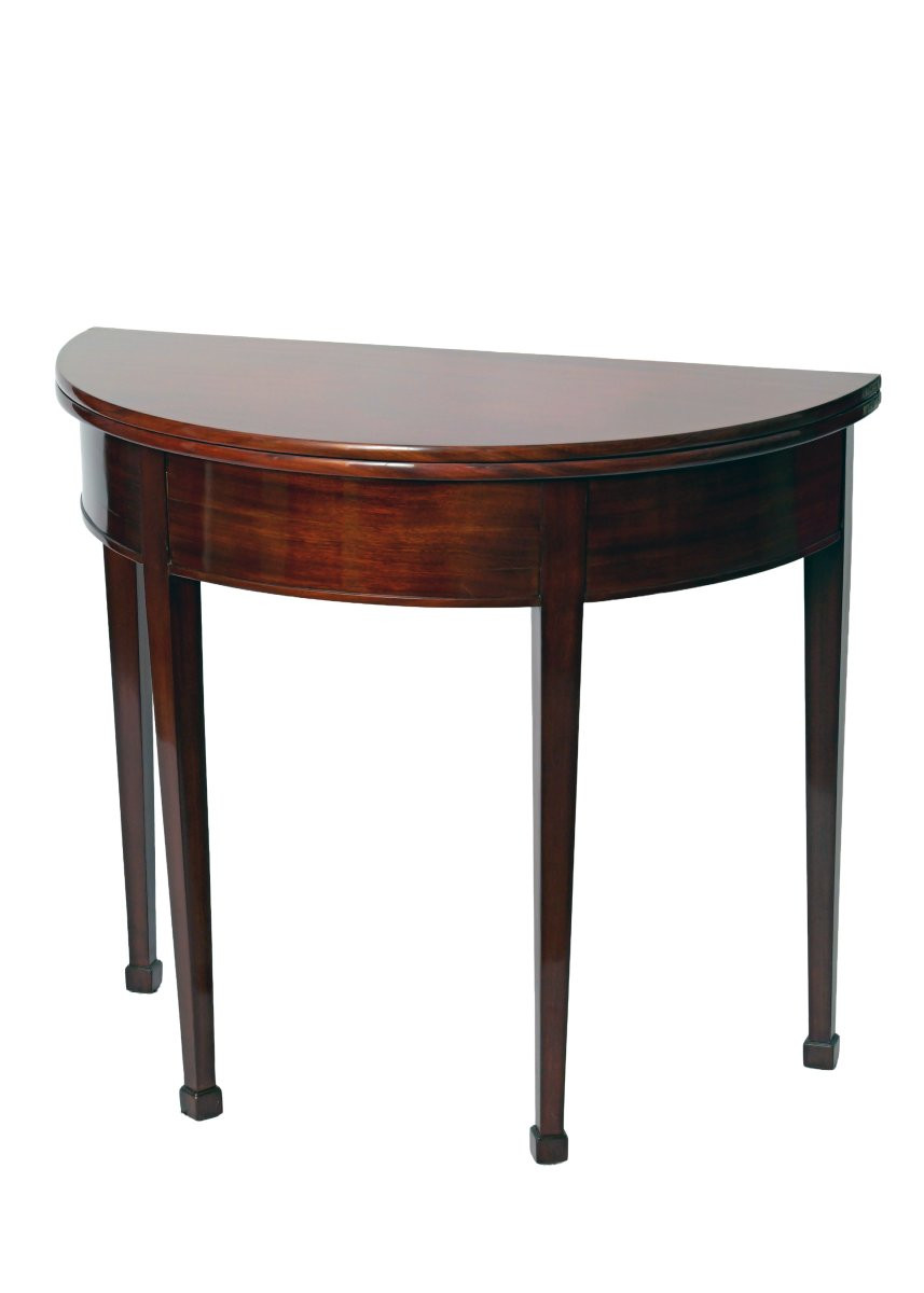Demi-lune Shaped Gaming Table, North German Mahogany, Circa 1800-photo-3