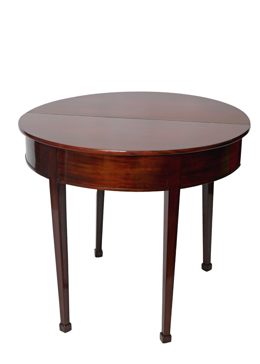 Demi-lune Shaped Gaming Table, North German Mahogany, Circa 1800-photo-6