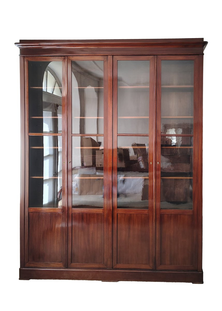 Four-door Bookcase, Charles X, Mahogany -photo-6
