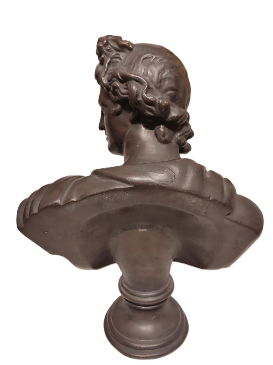 19th-century French Bronze Bust Inspired By Leochare's "apollo Belvedere"-photo-3