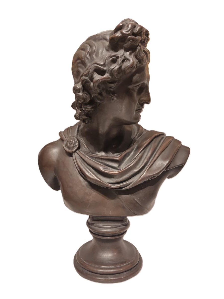 19th-century French Bronze Bust Inspired By Leochare's "apollo Belvedere"-photo-6