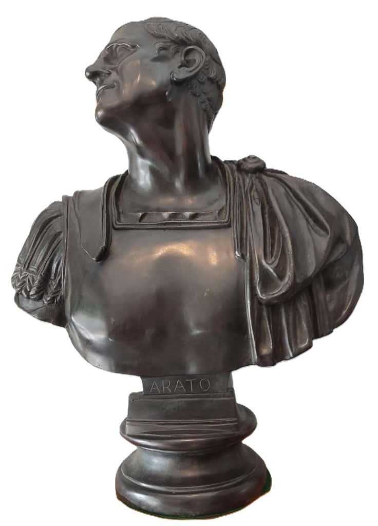 Buste d'Arato, général spartiate, Bronze, Italie, XIXe siècle-photo-2