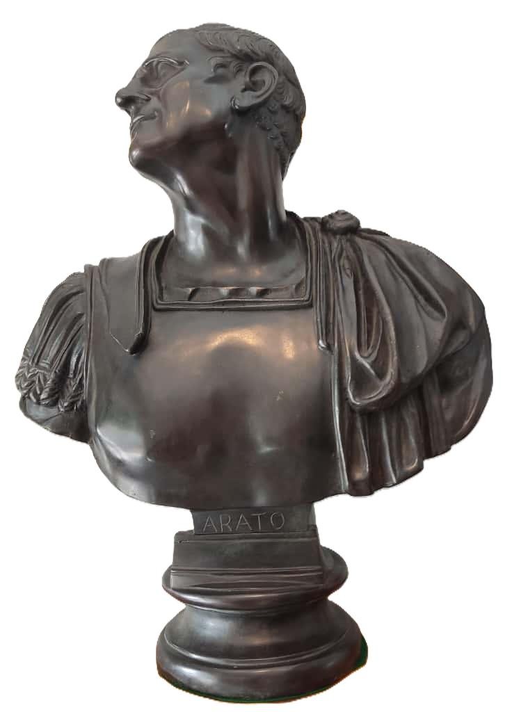 Buste d'Arato, général spartiate, Bronze, Italie, XIXe siècle-photo-1