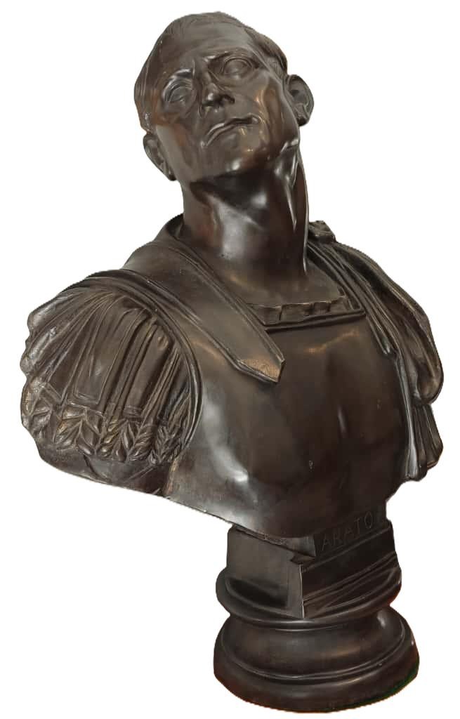 Buste d'Arato, général spartiate, Bronze, Italie, XIXe siècle