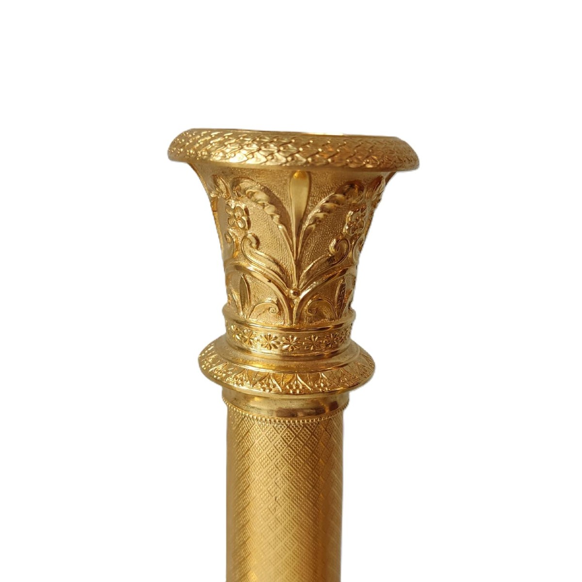 Quatre bougeoirs dorés du début du XIXe siècle, France-photo-3