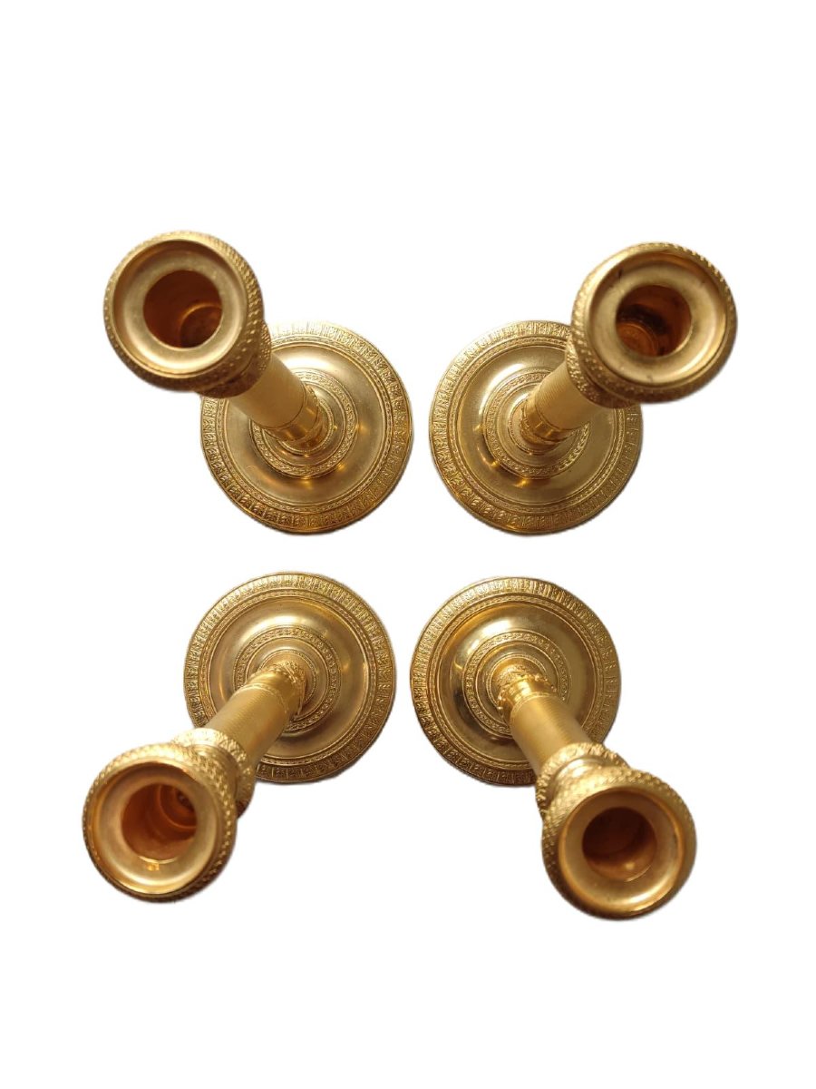 Quatre bougeoirs dorés du début du XIXe siècle, France-photo-2