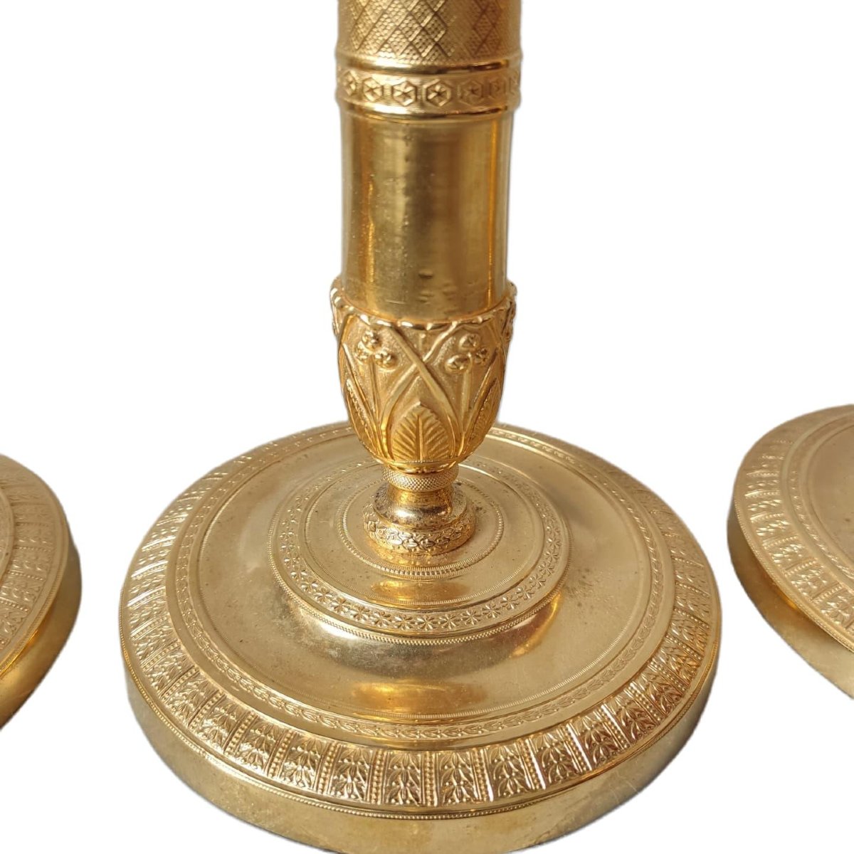 Quatre bougeoirs dorés du début du XIXe siècle, France-photo-3