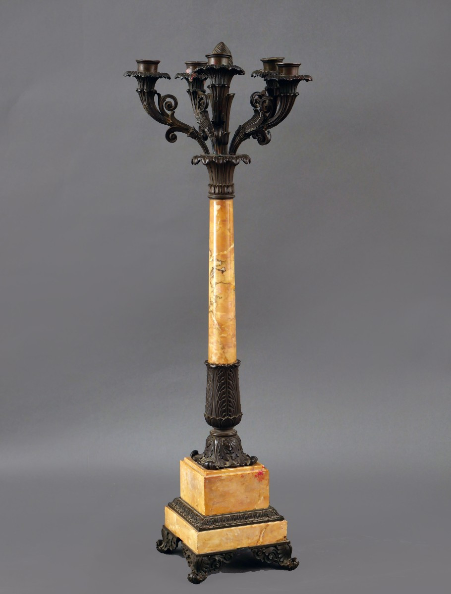 Girandole Chandelier Siena Marble And Bronze, Paris, Charles X