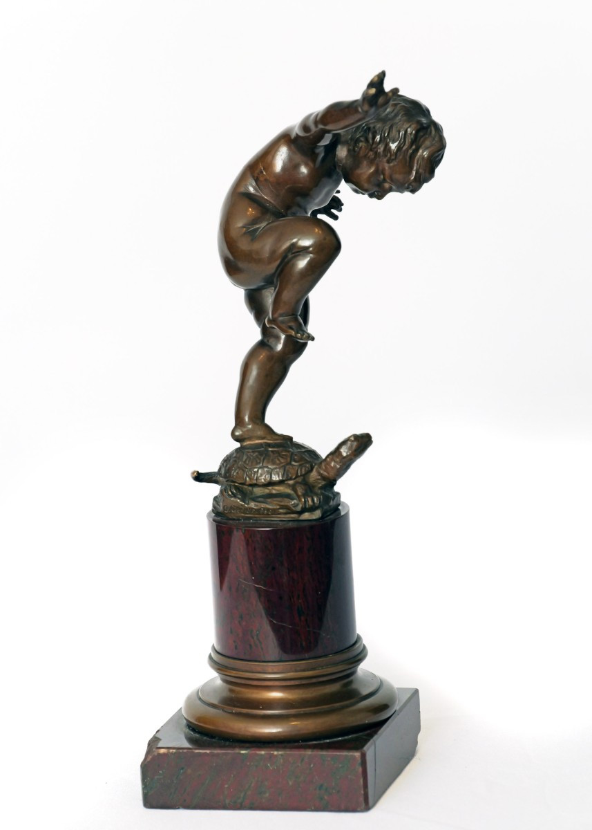 Balance Act, Otto Geyer, 19th Century Bronze Sculpture On Marble Base-photo-2