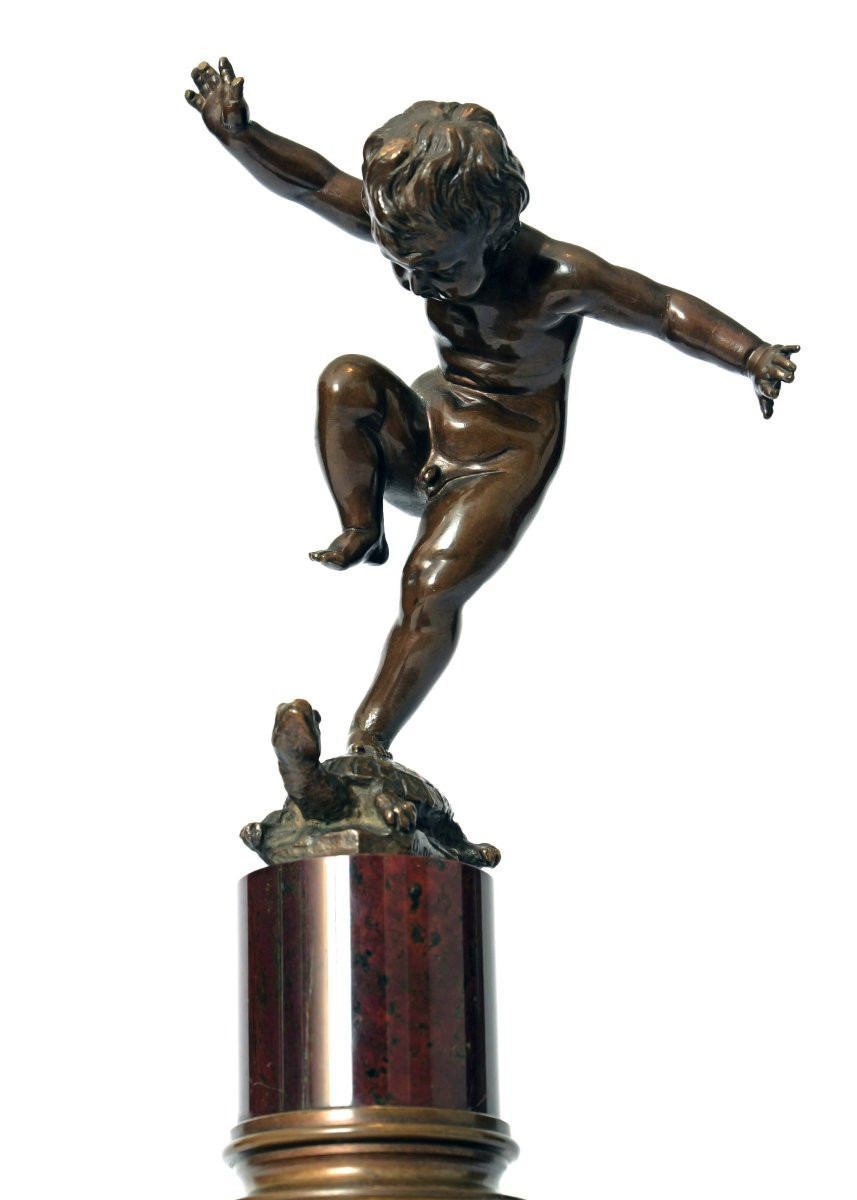 Balance Act, Otto Geyer, 19th Century Bronze Sculpture On Marble Base-photo-1