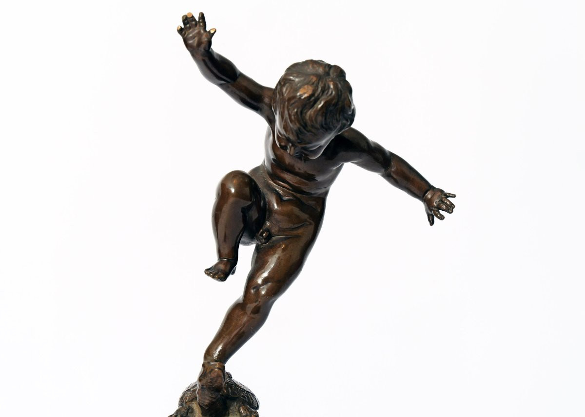 Balance Act, Otto Geyer, 19th Century Bronze Sculpture On Marble Base-photo-3