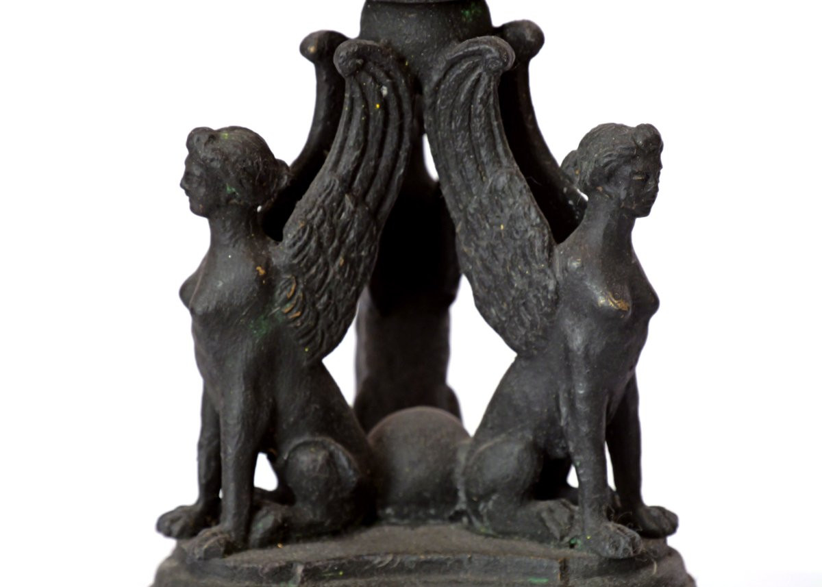 19th-century Italian Bronze Oil Lamp, Copy Of One Found In  Pompeii-photo-2