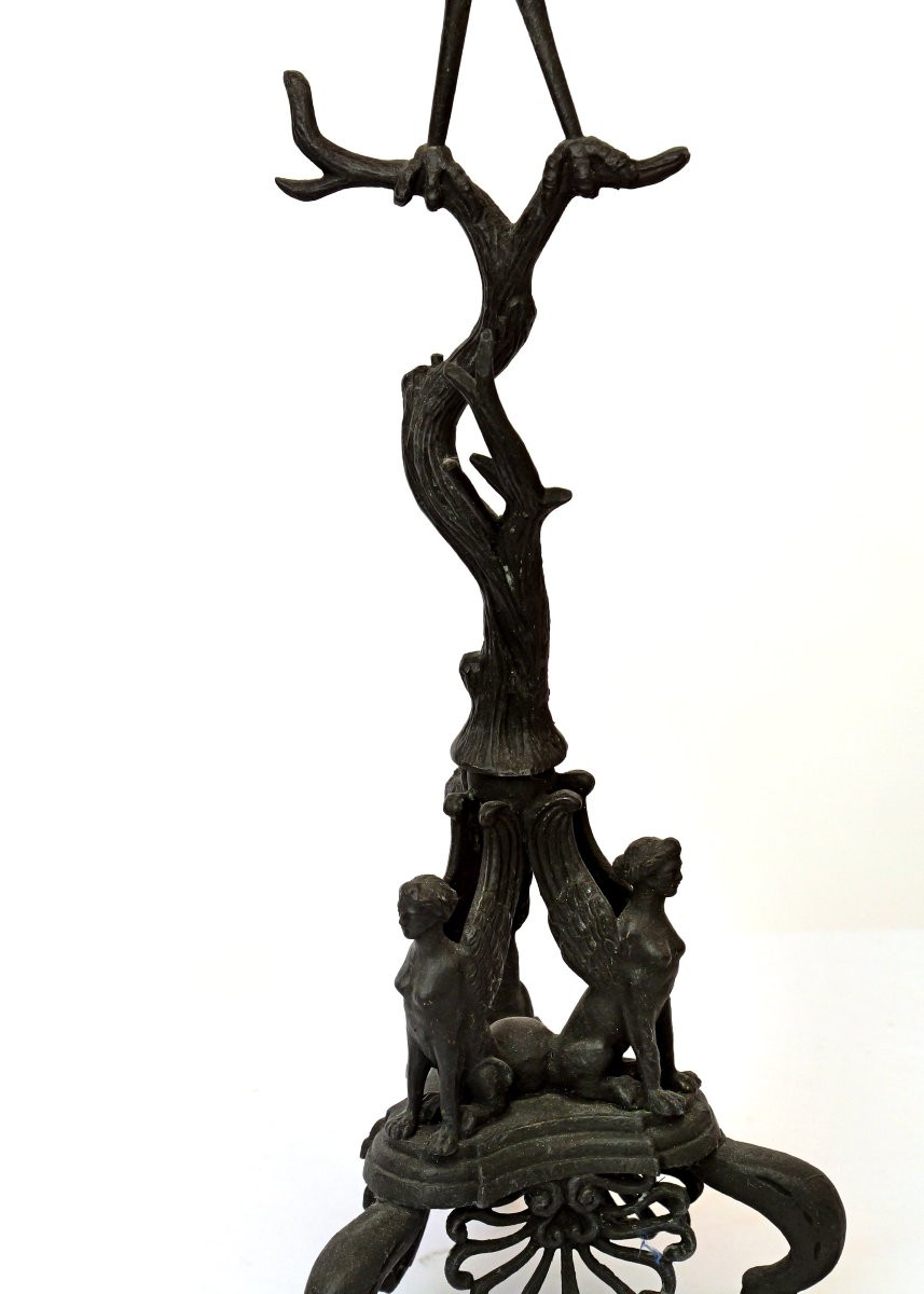 19th-century Italian Bronze Oil Lamp, Copy Of One Found In  Pompeii-photo-2