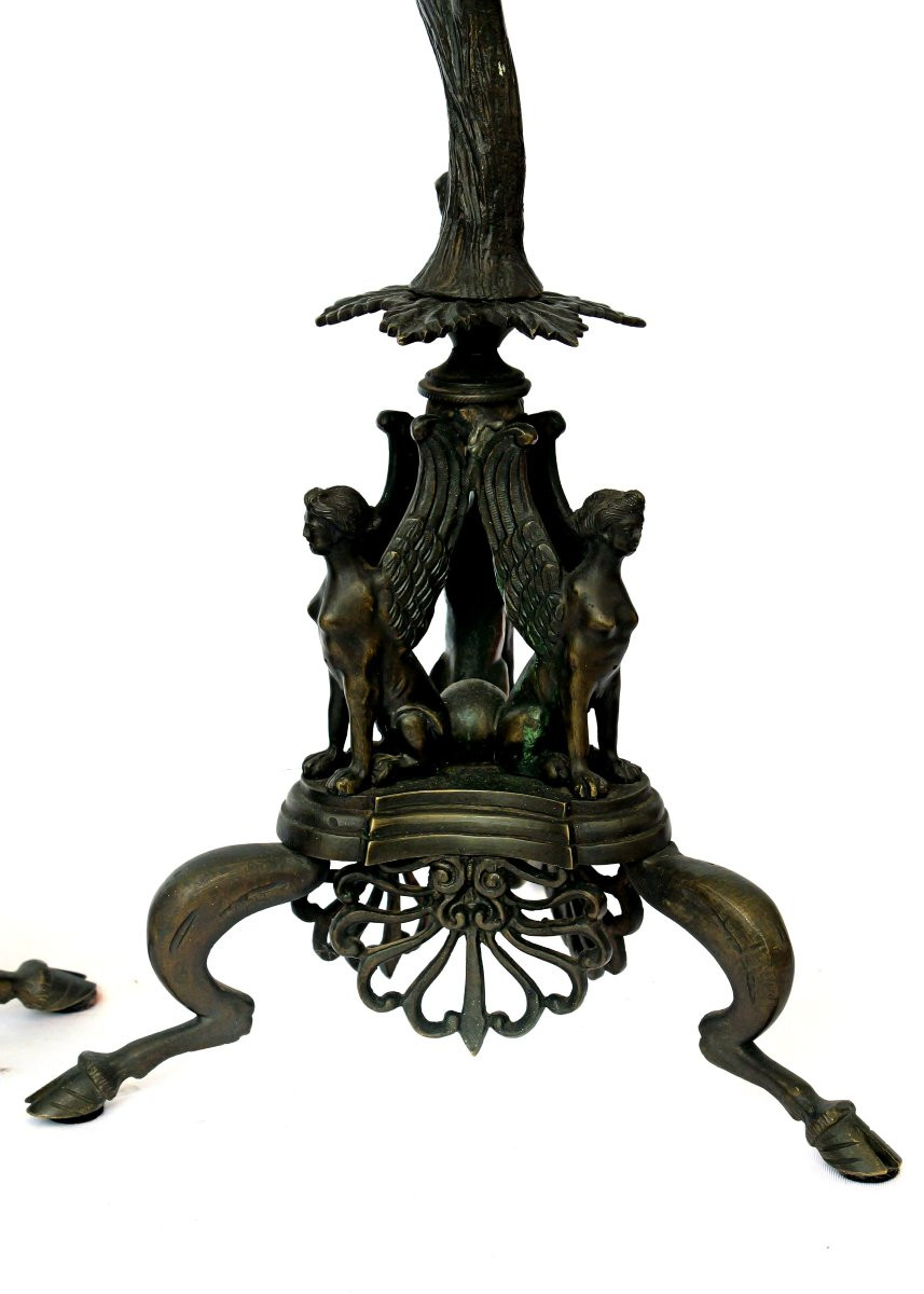 Pair Of 19th Century Pompeian-style Oil Lamps -photo-2