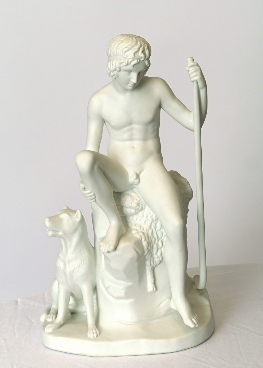  Berger jeune, d'après Bertel Thorvaldsen  Porcelaine biscuit  Fin du XIXe siècle