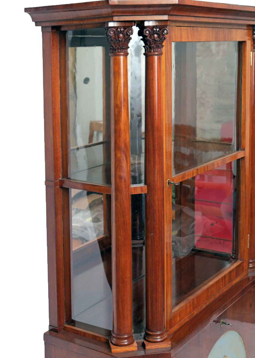 Tall Display Case, Decorated With A Mythological Scene In Bronze, Mahogany, Berlin, Circa 1800.-photo-4