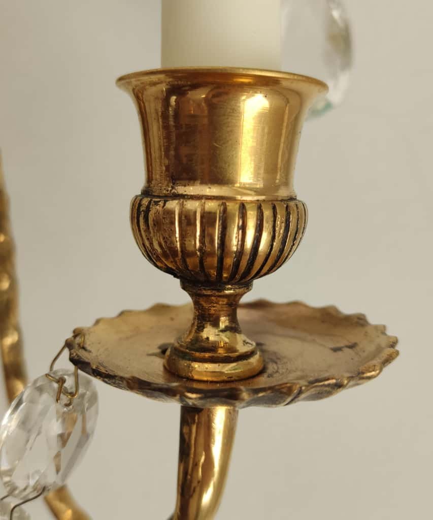 XIXe siècle Paire d'appliques murales, laiton et verre, Suède -photo-4