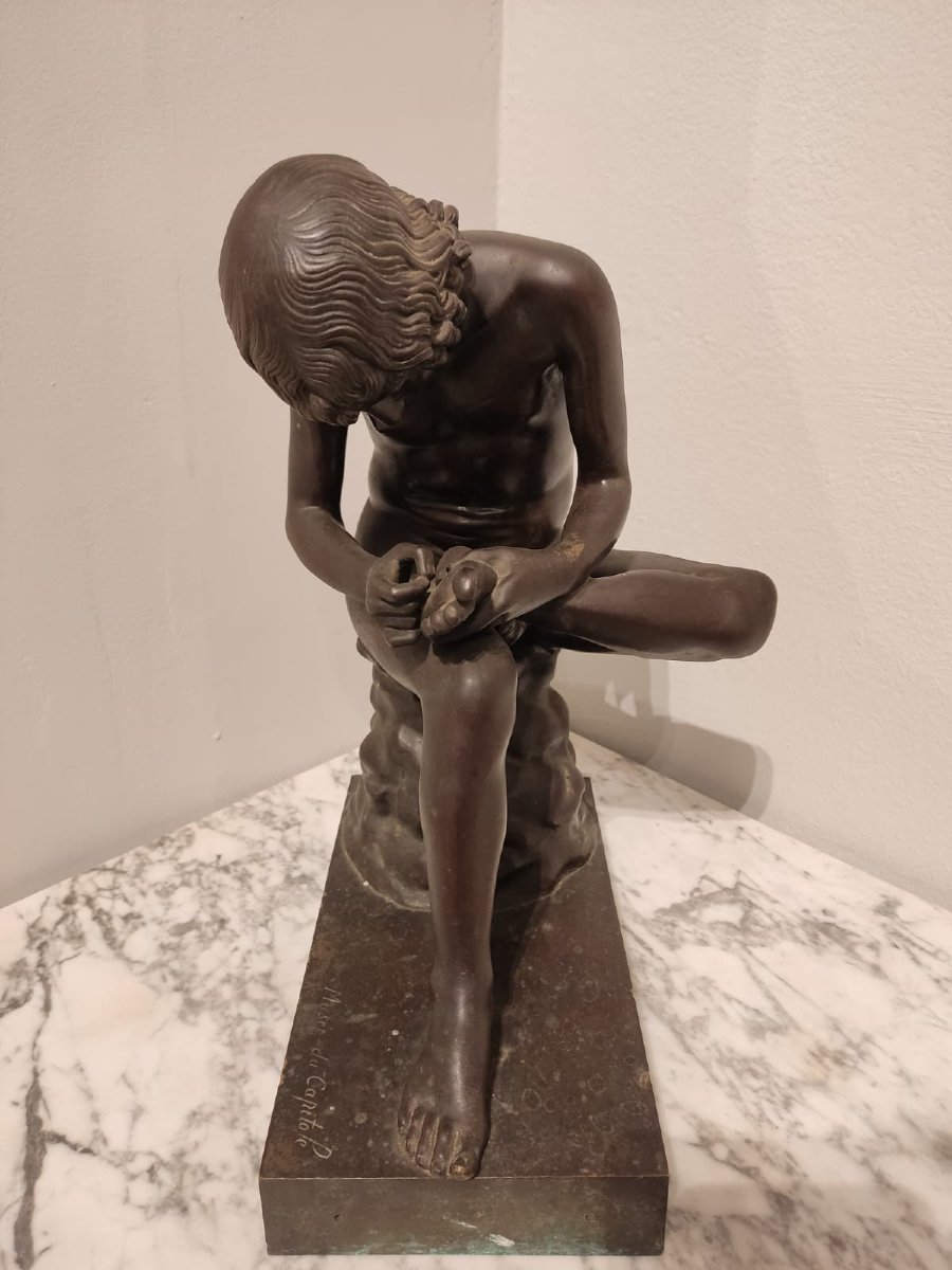 XIXe siècle Bronze, Réplique du Spinario conservé aux Musées du Capitole à Rome, France-photo-3