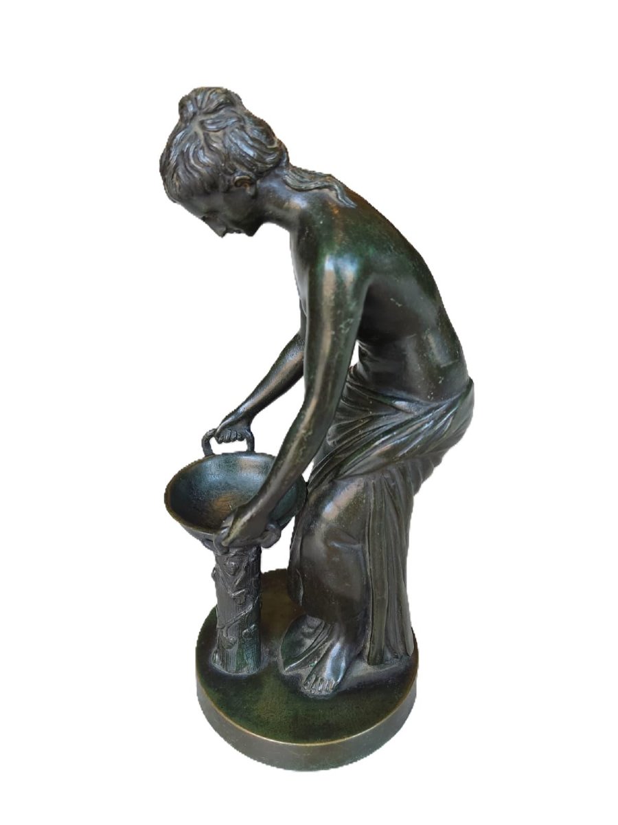 Nymphe avec une cuvette, bronze du XIXe siècle, Italie-photo-4