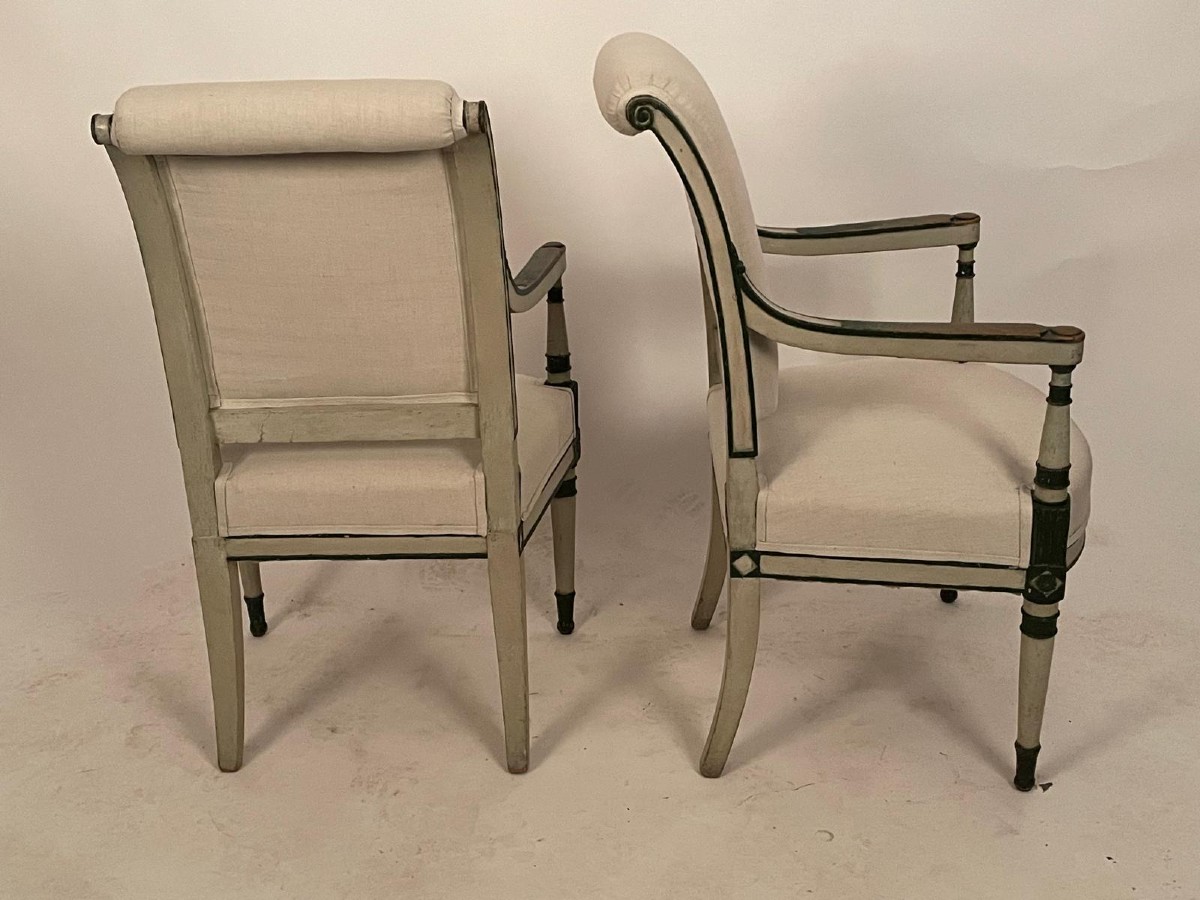 Pair Of 18th Century French Consulat Chairs-photo-2