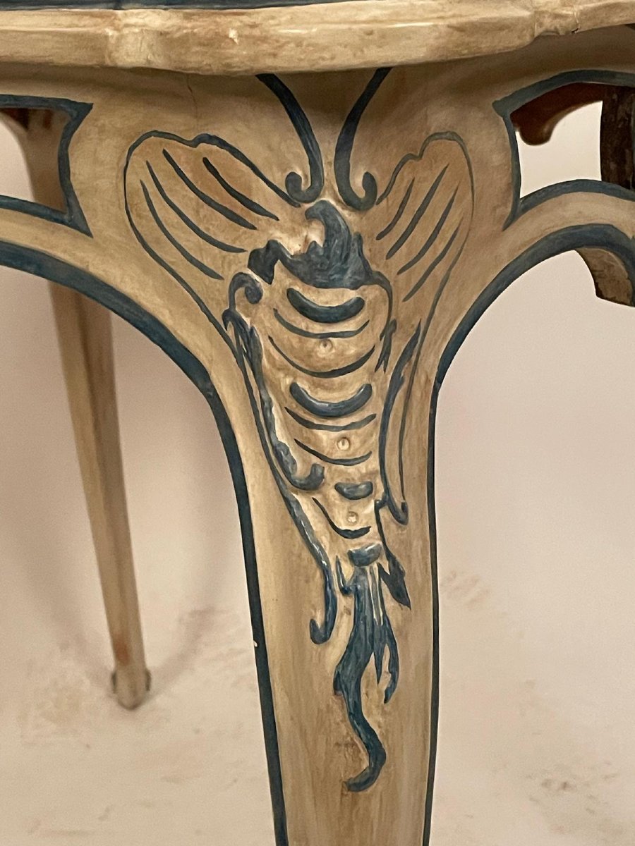   18th-century Rococo Table, Painted And Carved Wood, Saxony, Germany-photo-2