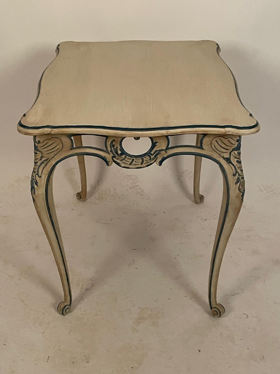   18th-century Rococo Table, Painted And Carved Wood, Saxony, Germany-photo-3