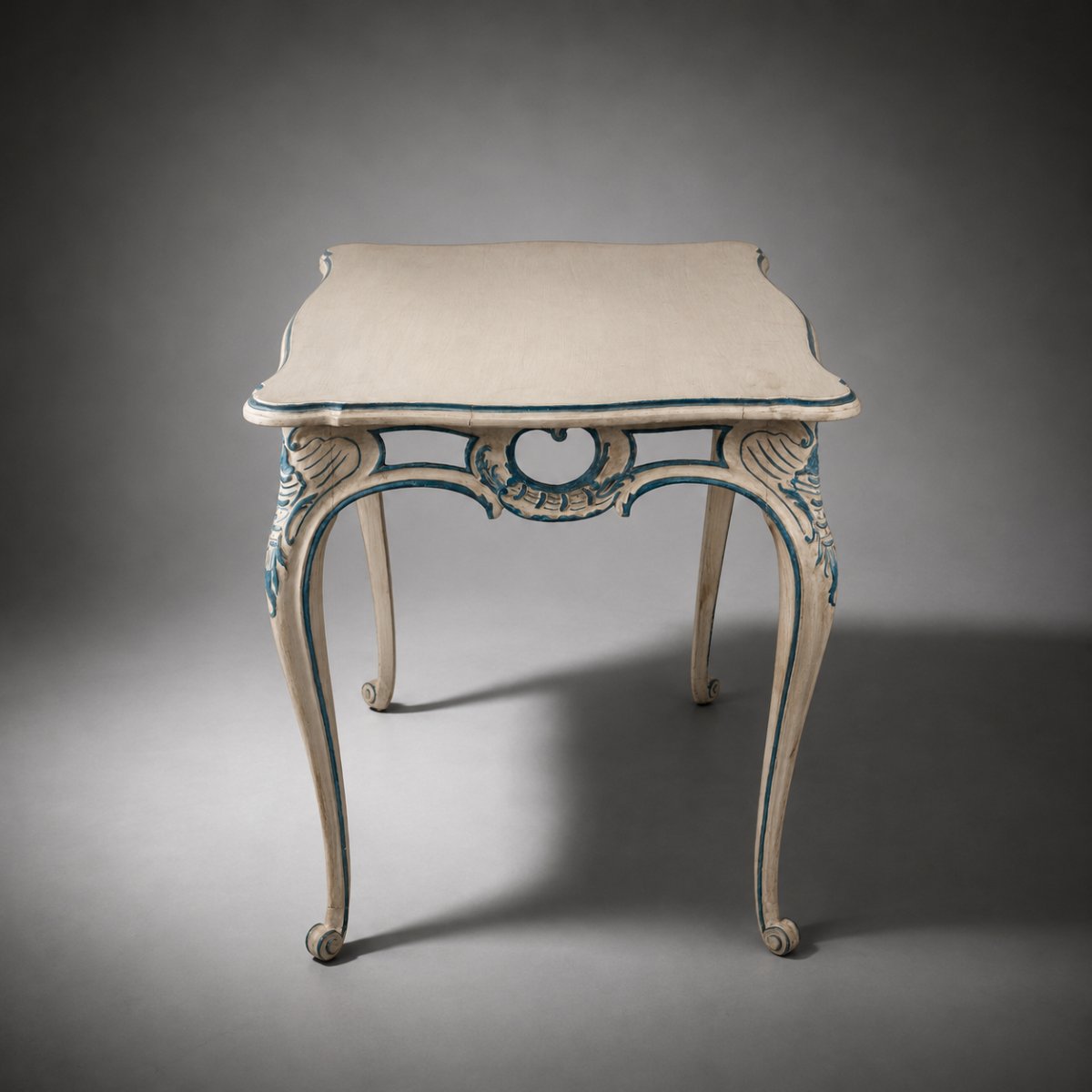   18th-century Rococo Table, Painted And Carved Wood, Saxony, Germany-photo-3
