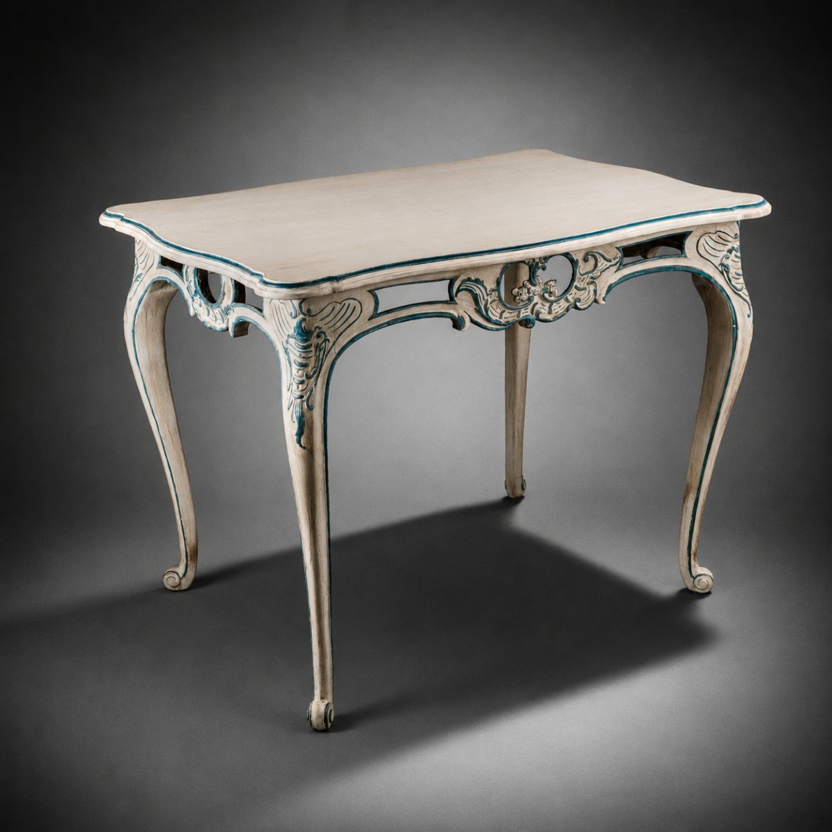   18th-century Rococo Table, Painted And Carved Wood, Saxony, Germany