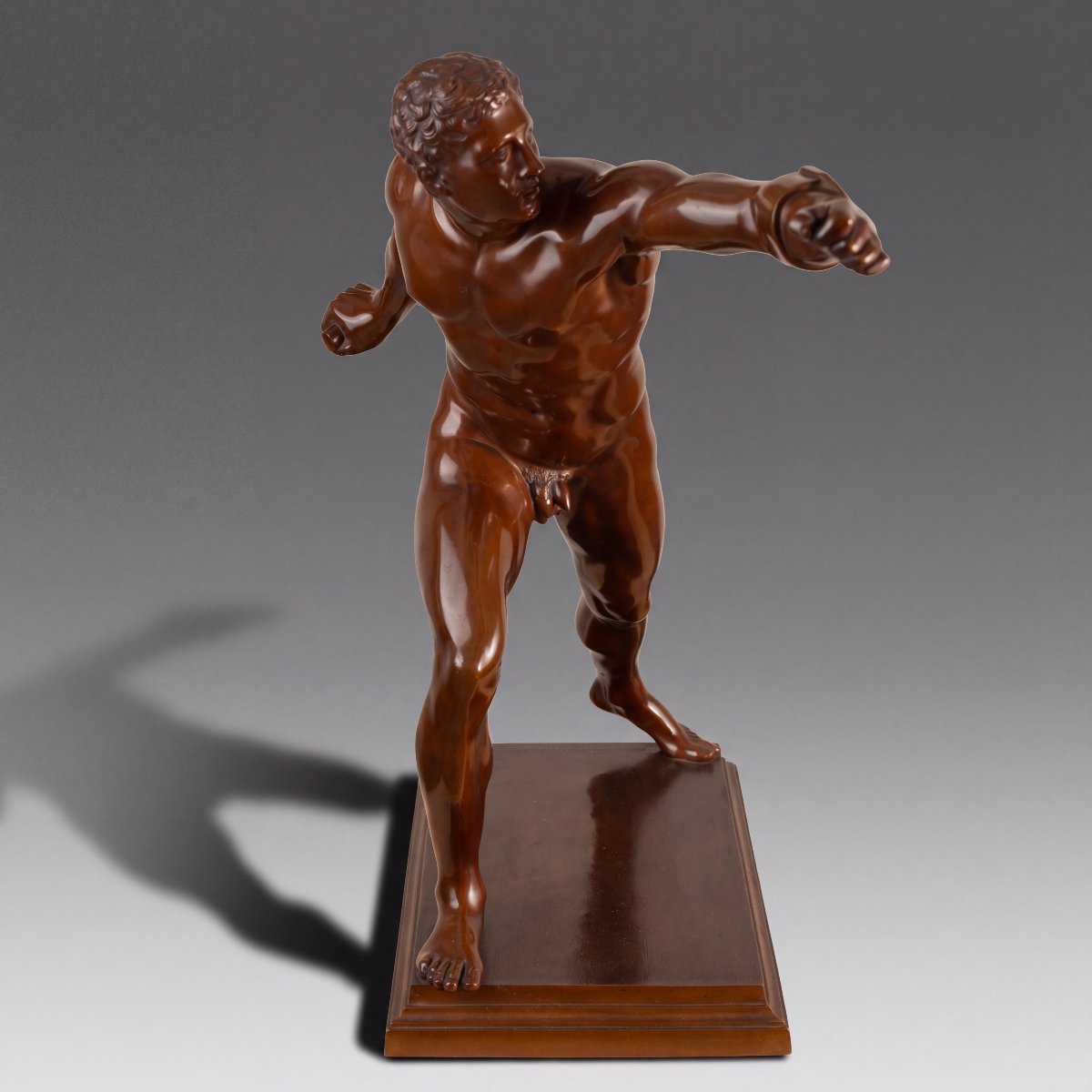 Gladiateur Borghèse, sculpture en bronze du Grand Tour, F. H. Gladenbeck, XIXe siècle-photo-1