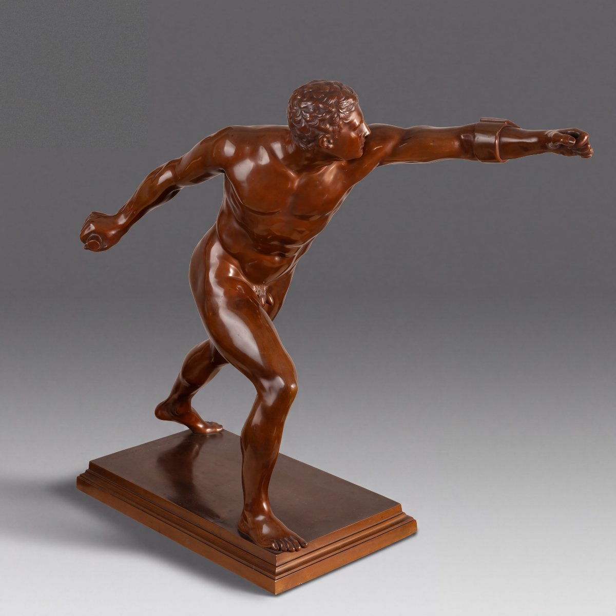Gladiateur Borghèse, sculpture en bronze du Grand Tour, F. H. Gladenbeck, XIXe siècle-photo-2