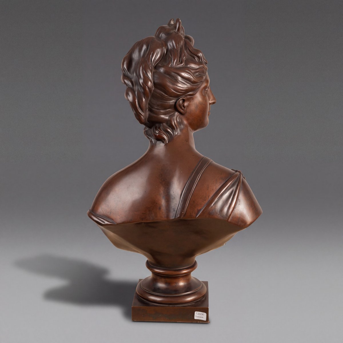 Buste français en bronze de Diane datant du XIXe siècle, d'après Houdon, par F. CH. Gautier -photo-1
