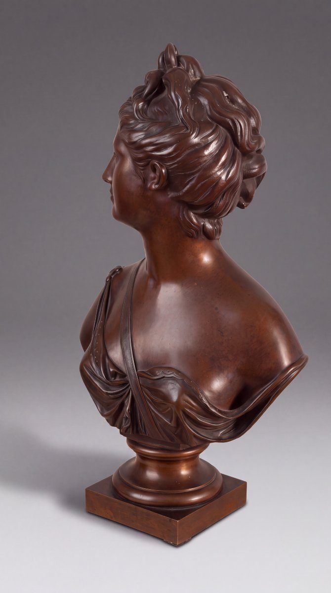 Buste français en bronze de Diane datant du XIXe siècle, d'après Houdon, par F. CH. Gautier -photo-5