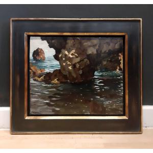 Arco Naturale à Capri, Max Roeder, Huile sur carton