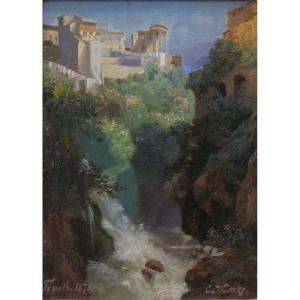Vue de Tivoli, Carl Wuttke, Huile sur toile