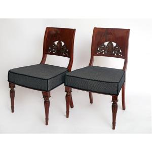 Pair Of Chairs With Richly Carved Decoration