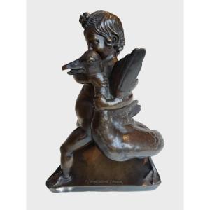 Hercule et l'oie, Bronze du XIXe siècle, Fonderie Barbedienne